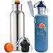 Stainless Steel Beer Bottle Cooler - Holder Fits Most 12oz Bottles - Includes Jeans Insulator Bag + Silicone Bottle Stopper + Bottle Opener + Carabiner - Keeps Your Beer Cold Longer
