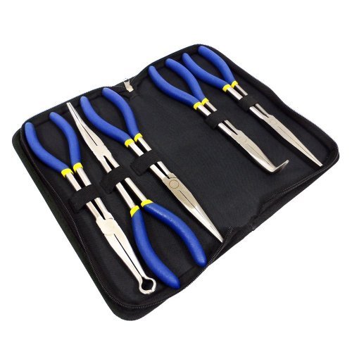 11ā Long Needle Nose Pliers Set 5-Piece Plier Kit (Storage Bag Included)