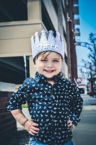 Toddler Third "three" Crown Birthday Gray White Party I am 3 B-Day Hat Girl Boy