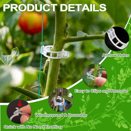 HGRGHH 300 PCS Garden Plant Clips, Plant Support Clips, Reusable Plastic Tomato Clips, for Climbing Plants such as Tomatoes, Cucumbers, Flowers and Peas