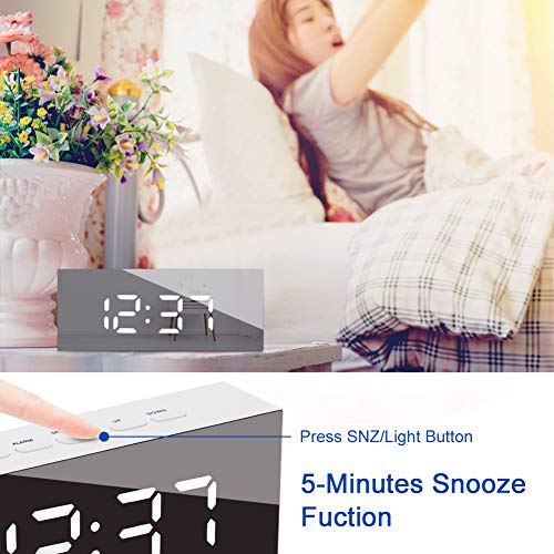 GLOUE Led Digital Alarm Clock Alarm Clocks Bedside Temperature Display Snooze and Large