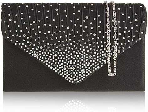 Zarla Large Women Evening Satin Bridal Diamante Ladies Clutch Bag Party Prom Envelope