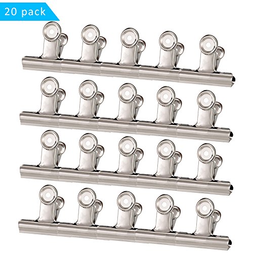 Bulldog Paper Clips ManYee 20 Pack 2 Inch Stainless Steel Bulldog Clips Metal Wall Hanging Bulldog Clips Paper Clamp Large Silver Bulldog Clips for Home Office Food Photos (51mm)