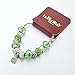 Long Way® Silver Plated Snake Chain Glass Crystal Beads Heart Charm Bracelet for Women (Green)