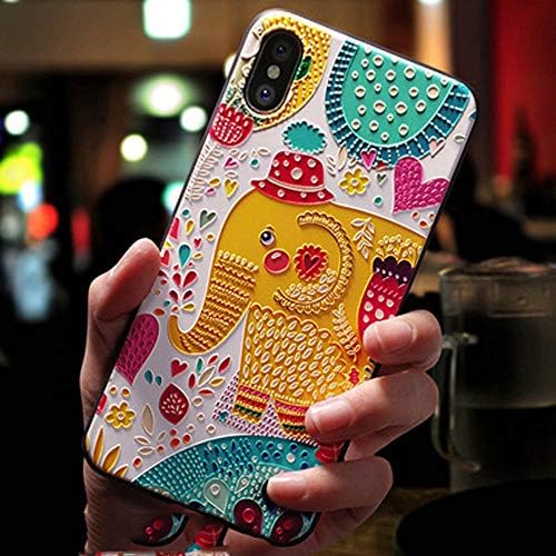 Fodimex - Cute 3D Emboss Cartoon Patterned Phone Case for iPhone X 8 7 6 6S Plus Cases Soft Silicone Cover for iPhone 5 5s SE Coque [ Phone X Elephant ]