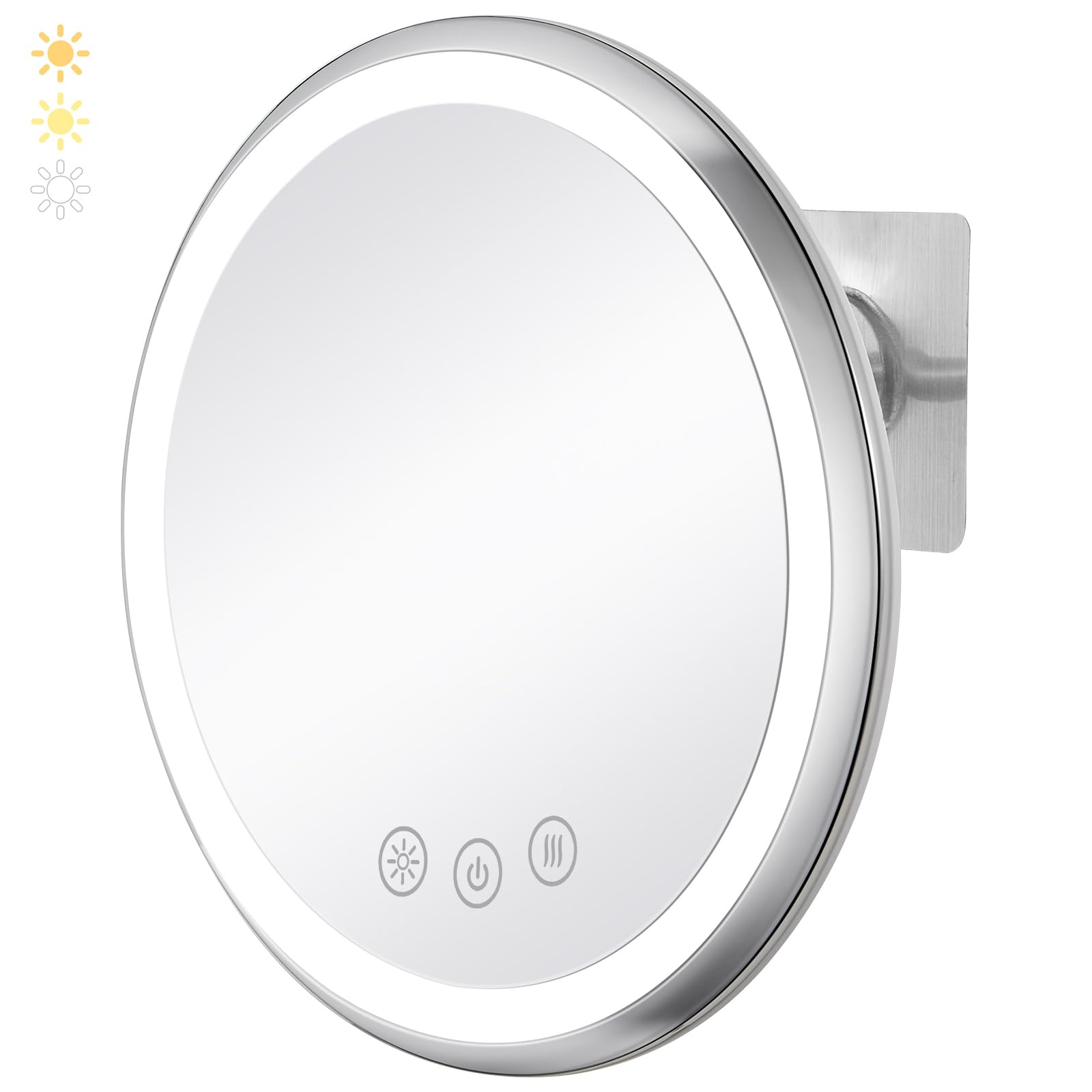 Photo 1 of KEDSUM Heated Shower Mirror Fogless for Shaving, 3 Color Dimmable Shower Mirror with Light, No-Tools Wall Mounted, 360° Swivel, Waterproof, Rechargeable Real Glass Shaving Mirror for Men/Women