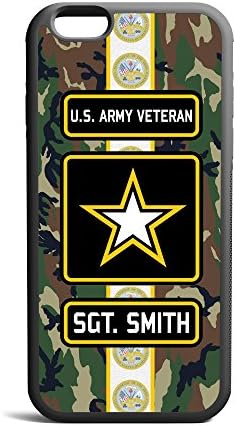 CodeiCases iPhone 7 Plus US Army Veteran Woodland Camo Cover With Custom Name, Custom Case Rubber Black D01