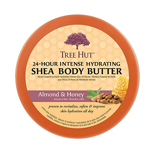 Tree Hut 24 Hour Intense Hydrating Shea Body Butter 7oz Hydrating Moisturizer with Pure Shea Butter for Nourishing Essential Body Care, Almond and Honey, 7 Ounce