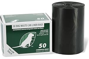Zero Waste USA - Commercial Grade Dog Waste Station Can Liners -1 Roll of 50 bags - Standard Size 26" W x 33" L (10-13 gallons) - Heavy Duty, Thicker than competitors' bags (1.1 mil)