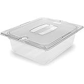 Carlisle FoodService Products Storplus 1/2-Size Food Pan for Catering, Buffets, and Restaurants, Polycarbonate, 4 Inches Deep, Clear