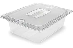 Carlisle FoodService Products Storplus 1/2-Size Food Pan for Catering, Buffets, and Restaurants, Polycarbonate, 4 Inches Deep, Clear