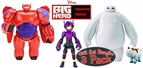 Disney Big Hero 6 Baymax, Hiro Hamada and Baymax & Mochi Action Figures Gift Set Bundle - 3 Pack