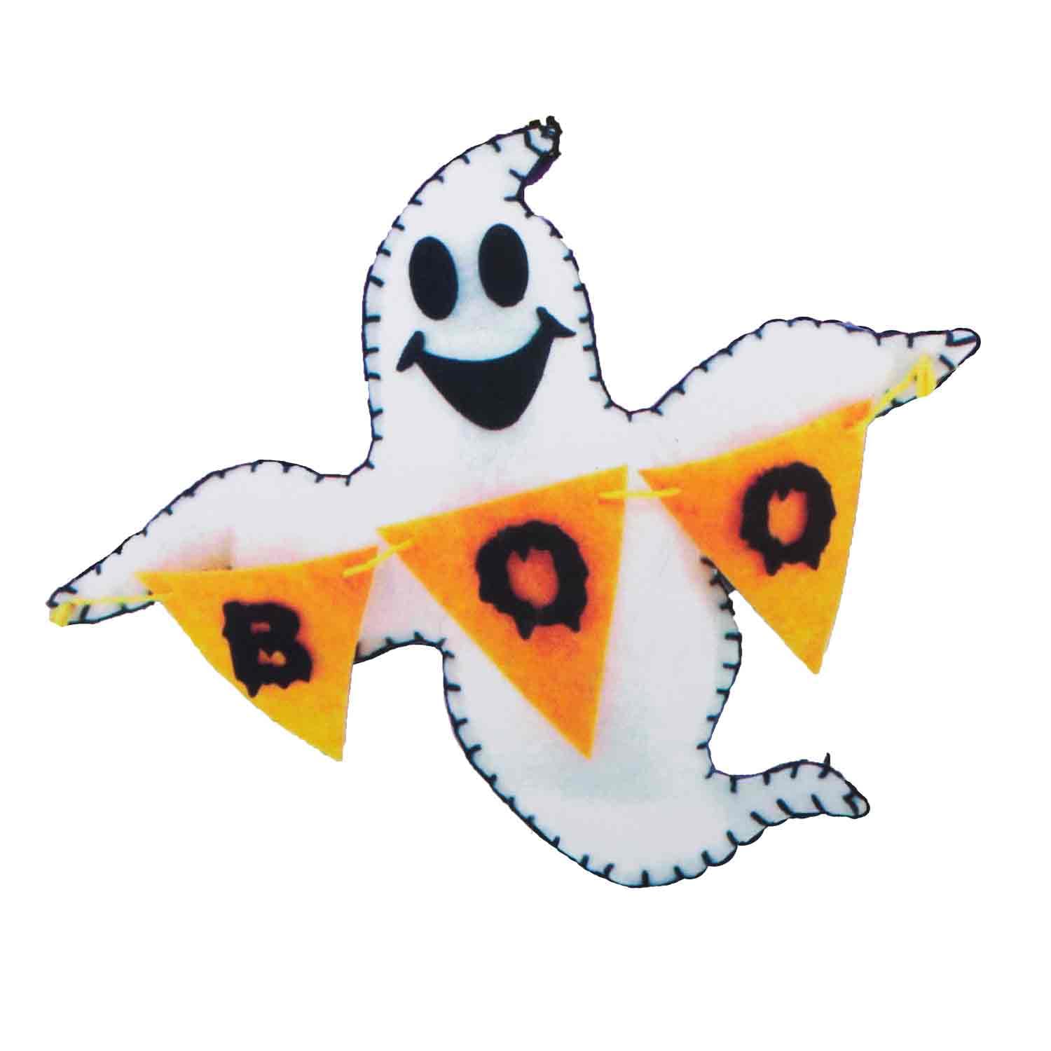VFM - Halloween Ghost Craft Kit Fun Felt Activity for Kids Patries Themed - Childs Trick Or Treat Spooky Party Halloween Accessory White