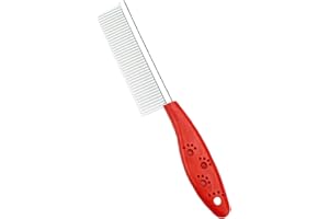 Dog Combs, Cat Combs, Metal Dog Comb, Pet Grooming Comb, Metal Comb for Dog and Cats and Rabbits 1Pack (Red)
