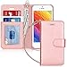 FYY Case for iPhone SE/iPhone 5S/iPhone 5, [Kickstand Feature] Luxury PU Leather Wallet Case Flip Folio Cover with [Card Slots][Wrist Strap] for iPhone SE/iPhone 5S/iPhone 5-Rose Gold primary