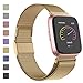 iGK Metal Replacement Bands Compatible for Fitbit Versa/Versa Lite Edition/Versa 2, Stainless Steel Loop Metal Mesh Bracelet Unique Magnet Lock Wristbands