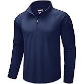CRYSULLY Men's Long Sleeve 1/4 Zip Shirts Sun Protection Pullover UPF 50+ Rash Guard Running Lightweight T Shirt