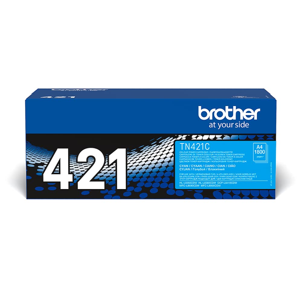 Brother TN-421C Toner Cartridge, Cyan, Single Pack, Standard Yield, Includes 1 x Toner Cartridge, Genuine Supplies