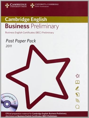 Past Paper Pack For Cambridge English Business Preliminary 2011 Exam Papers And Teacher S Booklet With Audio Cd Cambridge Esol 9781907870330 Amazon Com Books