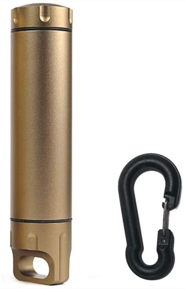 Waterproof EDC Accessory Container: Large Capacity Outdoor Survival Kits Dry Storage Case - Aluminum Pill Holder Seal Capsule (Champagne)