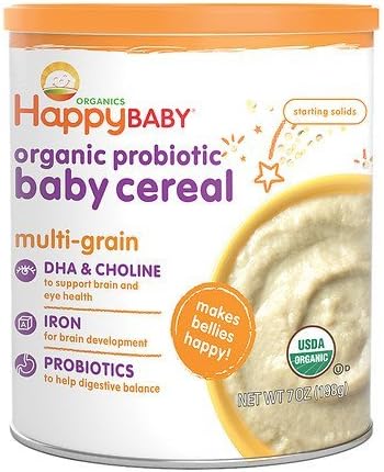 Happy Baby Organic Probiotic Baby Cereal: Multi-Grain 7 oz (198 g) (Pack of 2) (2 pack)