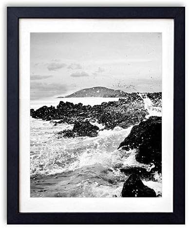 Amazon Co Jp 木製フォトフレーム 写真フレーム 木製の枠 35cmx50cm 海の石水嵐冷たい水しぶき 白黒の装飾画 壁掛け 壁飾り 壁ポスター おしゃれ ウォールアート アートパネル 壁の絵 インテリア絵画 額縁 部屋飾り 黒額縁が飾っている 壁画 ホーム キッチン