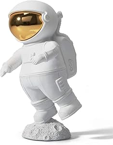 HAUCOZE Statue Figurine Astronaut Sculpture Spaceman Decor for Home Gifts Souvenirs Giftbox Polyresin White 18.5cmH