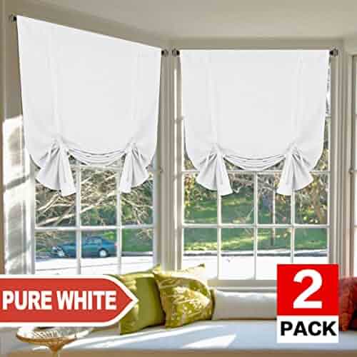 Miulee Short Tie Up Kitchen Window Curtains For Light Block Small