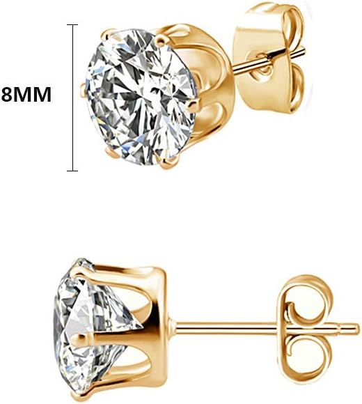 6 works Stainless Steel Gold Hoop Earrings and Studs for Men and Women - Cross, Diamond, Small Huggie Piercing Plug Earrings - Image 4