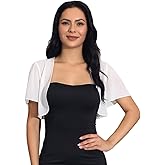 Unicra Women Shrug Soft Chiffon Open Front Bolero Short Sleeve Sheer Cardigan for Evening Dress