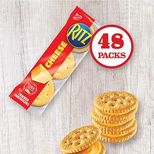 RITZ Cheese Sandwich Crackers, School Lunch Box Snacks, 48 1.35 oz