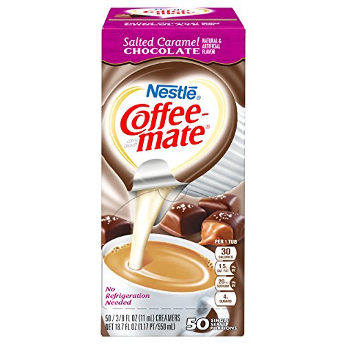 NESTLE COFFEE-MATE Coffee Creamer, Salted Caramel Chocolate, liquid creamer singles, 50 count