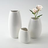 Ohsooons Ceramic Vase Set of 3 PCS Flower Pots for Home Decor, Modern Decorative for Flowers Vases for Your Ideal Table Decor, Living, Room, Kitchen, Office- White