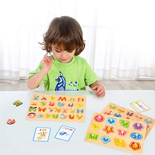 Tookyland Kids Wooden Peg Puzzle Set, SeeInside Learning Alphabet
