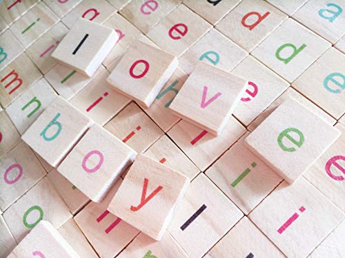 100PCS Colorful Wooden Scrabble Tiles Letter Alphabet Scrabbles Crafts English Words for Crafts and DIY Wood Gift Decoration