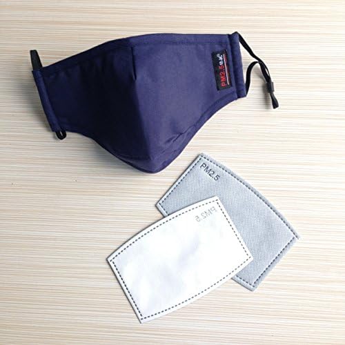 T-TOCK PM2.5 anti-haze dustproof mask pure cotton breathe freely fashion riding mouth-muffle against wind for male and female strap adjustable (navy)