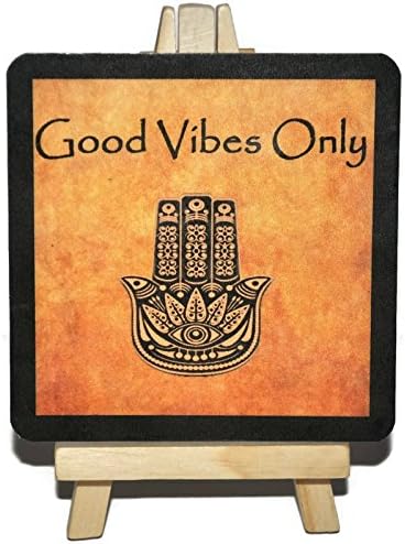 Hamsa, good vibes only, 3.5 inch magnetic print with desk stand