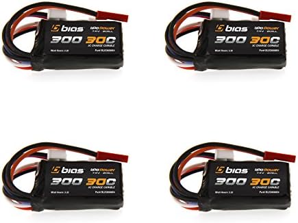 E-flite UMX P3 Revolution RC Airplane 30C 2S 300mAh 7.4V LiPo Battery x4 Packs by Bias
