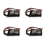 Bias 30C 2S 300mAh 7.4V LiPo Battery with JST and E-Flite JST-PH Plug x4 Packs