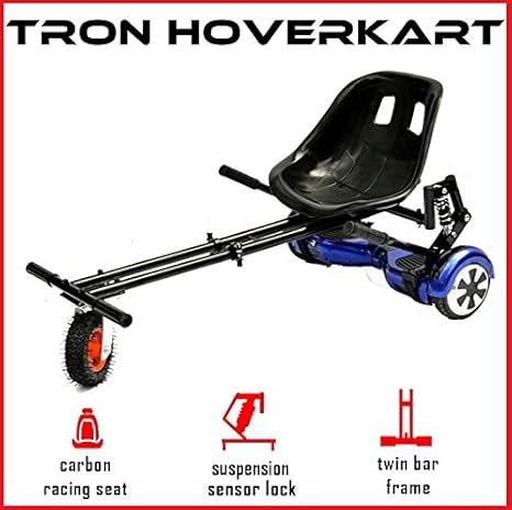The Official TRON Carbon Black Monster Suspension Springs Hoverkart with Monster Wheel - Fits All Hoverboard Swegways - 6.5', 8', 10'