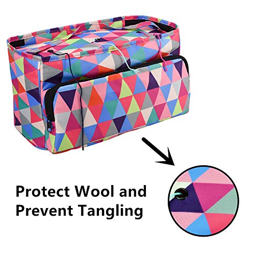 Flagsky Portable Knitting Bag Yarn Storage - Durable Canvas Yarn Bag - Yarn Organizer Crochet Bag for Yarn Skeins, Crochet Hooks, Knitting Needles (up to 14 Inches) and Other Small Accessories - Thumbnail 3