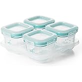OXO Tot Glass Baby Blocks Food Storage Containers, Teal, 4 oz