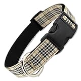 London Furberry Plaid Dog Collar, Medium Dogs 22 - 35 lbs (Collar: 3/4