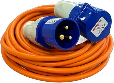 Crusader 10M Extension Lead Cable 240V 16A Heavy Duty Camping Caravan Orange