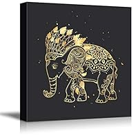 Canvas Wall Art Tribal Elephant Rustic Effect Canvas Prints Home Artwork Decoration for Living Room,Bedroom - 12x12 inches