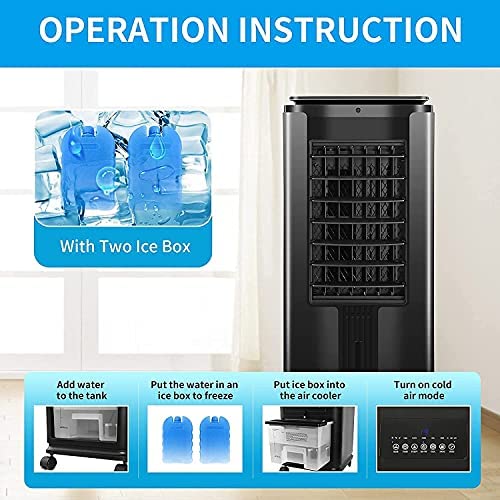 Kismile Evaporative Cooler, Portable Cooling Fan w/Water Tank, Ice