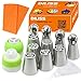 DILISS Cake Decorating Nozzle Set - 6 Stainless Steel Russian Piping Tips & 4 Sphere Balls, 2 Couplers, and 10 Disposable Pastry Bags & 1 Reusable Silicone Pastry Bag, Pastry Cake DIY Baking Tool