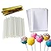 Lollipop Treat Bag Set, 100 PCS White Lollipop Sticks, 100 PCS Lollipop Parcel Bags with 100 PCS Metallic Twist Ties