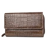 MUNDI Big Fat Womens RFID Blocking Safe Wallet Clutch Organizer: Crocodile Pattern (One Size, Brown Crocodile)
