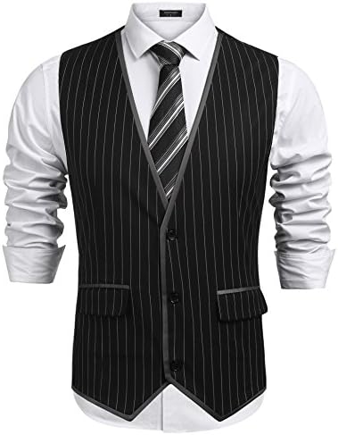 Simbama Mens Sleeveless Slim Fit Jacket 3 Button Business Suit Vest